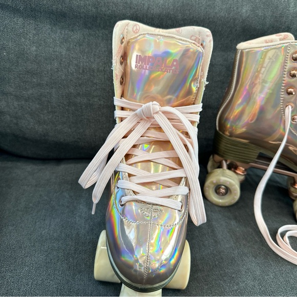 IMPALA Holographic Roller Skates, Marawa Pink Rose Gold Retro Disco Y2K - Size 8 - Picture 11 of 15